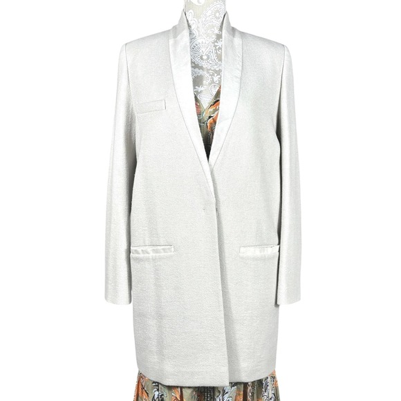 Isabel‎ Marant Longline Coat Fur Collar Medium Parisian Chic Cream Designer - Picture 1 of 7